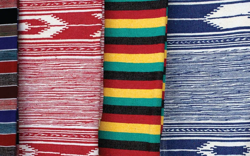 Colorful handmade kilim rugs after cleaning